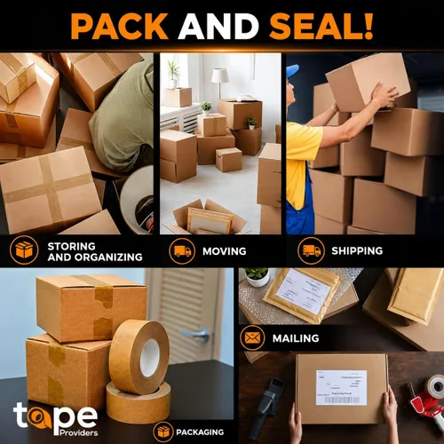 Miniatura 4 de WOD PFKT7 - Cinta de sellado de cartón con parte trasera plana, 1 pulgada x 60 yardas, para embalaje, mudanza, envío o cajas de almacenamiento