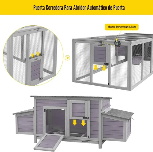 Miniatura 2 de Aivituvin Gallinero para 4-6 pollos/patos, gallinero de madera para exteriores, jaula grande para gallineros con dos cajas anidables (gris, AIR45)