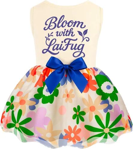 Miniatura 15 de Laifug Vestido de perro con estampado de cachorro, vestido de princesa para perro, ropa de fiesta linda (rosa, M)