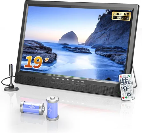 NORTHING Televisor portátil de 19.5 pulgadas para interiores y exteriores, 8000 mAh, funciona con energía incorporada, TV portátil para campamento,