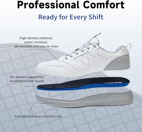 Miniatura 6 de Zapatos de trabajo antideslizantes para hombres, impermeables, resistentes al aceite, ligeros, duraderos, para cocina, restaurante, enfermería