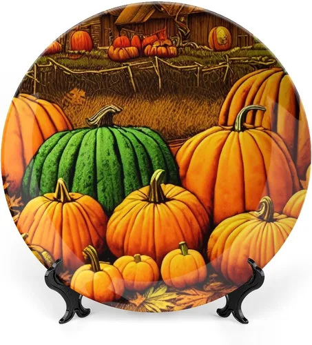 Platos decorativos de otoño, plato de exhibición de calabazas de cosecha de pueblo de otoño para el hogar, oficina, cocina, decoración de mesa,