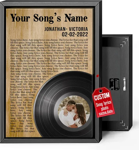 H-DEWALL Lienzo personalizado con marco, letras de canciones personalizadas, aniversario de regalo para marido, arte de pared musical, regalo de