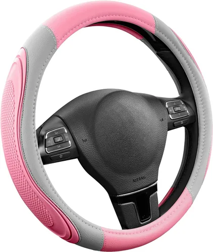 Miniatura 13 de Road Comforts Funda para volante de automóvil, funda de cuero de microfibra para volante de 14.5 a 15 pulgadas, antideslizante, para hombres
