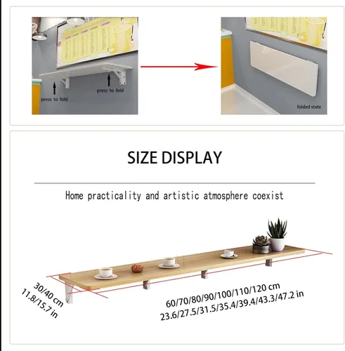 Miniatura 6 de Mesa larga estrecha colgante para el hogar, mesa de comedor para colgar en la pared, pared de cocina plegable, escritorio plegable colgante, tienda