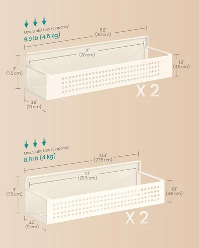 Miniatura 6 de SONGMICS Estante magnético fuerte para especias para refrigerador, juego de 4, 2 estantes magnéticos Kichen grandes y 2 pequeños para microondas