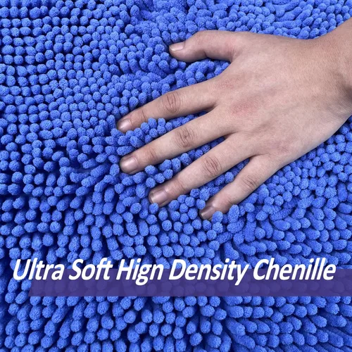 Miniatura 3 de Alfombra de baño azul, súper suave, antideslizante, lavable a máquina, se seca rápidamente, juego de baño ultrasuave de 3 piezas cian-azul