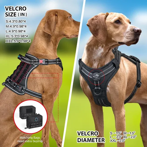Miniatura 5 de PHOEPET Arnés táctico sin tirones para perro, chaleco de servicio con paneles Molle y bucle, fácil control con asa para perros pequeños (negro, S)