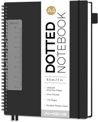 Miniatura 18 de AHGXG Diario de puntos, cuaderno en espiral de cuadrícula de puntos de 8.5 x 11 pulgadas, cuaderno de puntos grande A4, papel grueso de 3.53 oz/m²