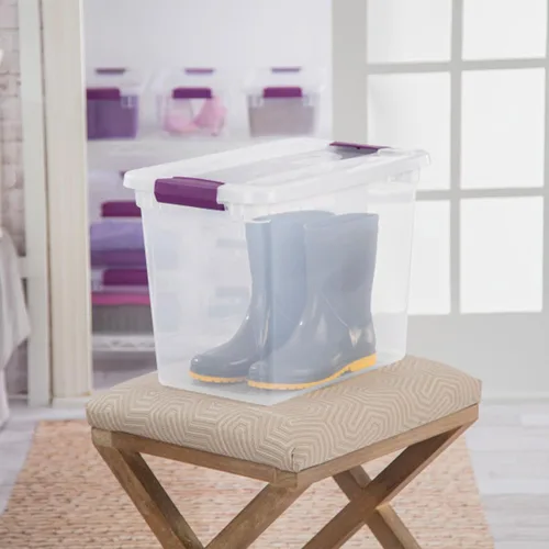 Miniatura 4 de Sterilite Paquete de 6 Cajas con Pestillo ClearView de 27 Cuartos, Contenedores Organizadores Apilables con Tapas con Pestillo - Contenedores