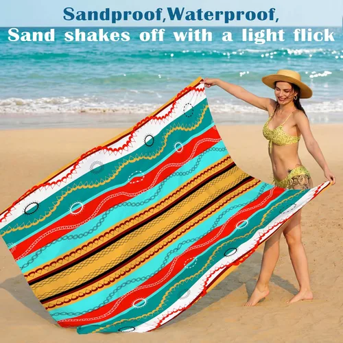 Miniatura 37 de Famstar Beach Blanket Oversized Extra Large 78"X81"/10'X9',Waterproof Sandproof Beach Blanket 2-8 Adults Lightweight Durable for Travel Camping