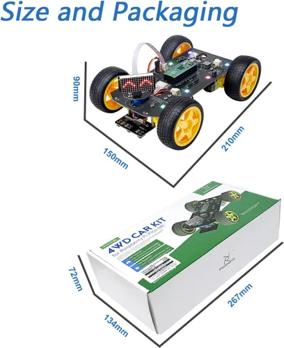 Miniatura 7 de Freenove Kit de coche 4WD para Raspberry Pi Pico (incluido) (compatible con Arduino IDE), expresiones de matriz de puntos, prevención de obstáculos