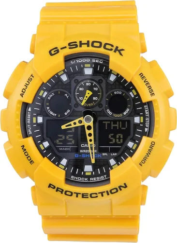 Miniatura 4 de Casio Reloj G-Shock GA100A-9A para hombre NegroAmarillo Reloj de cuarzo cronógrafo