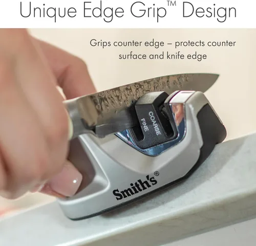 Miniatura 2 de Smith's 51023 Afilador de agarre con borde de diamante ajustable, color gris, afiladores gruesos y finos, compacto, base antideslizante estable
