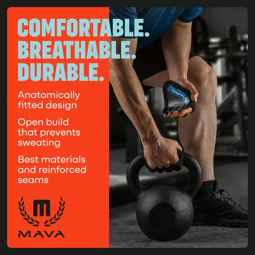 Miniatura 6 de Mava Sports Almohadillas de agarre de neopreno, una alternativa a los guantes de mano desnuda para levantamiento de pesas para mujeres y hombres