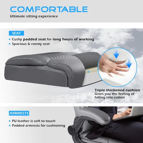 Miniatura 7 de VITESSE Silla de oficina ejecutiva, silla de oficina grande y alta con reposabrazos abatible, sillas ergonómicas de respaldo alto