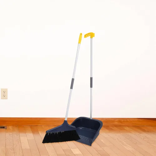 Miniatura 2 de Lurrose Juego de escoba y recogedor con recogedor, escoba mejorada, escoba de mango largo, escoba de pie para limpieza del piso del hogar, cocina