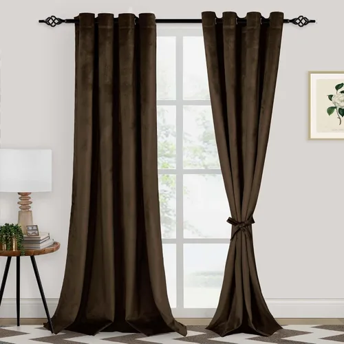 Miniatura 56 de XWZO Cortinas de terciopelo azul de 63 pulgadas de largo, elegantes cortinas de lujo suaves para sala de estar, aislamiento térmico, oscurecimiento