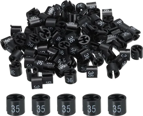 MECCANIXITY Marcadores de colores para colgar ropa (Número 36, negro) para codificación de colores, paquete de 100 unidades
