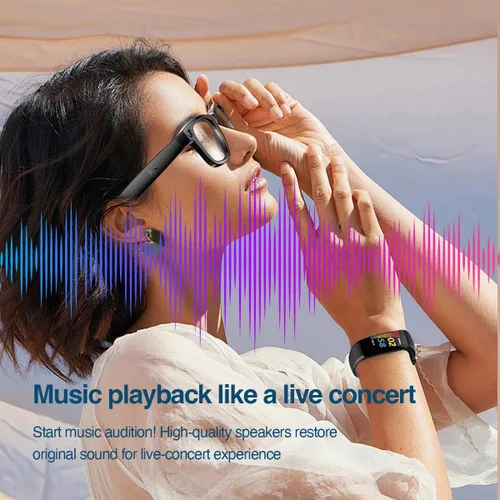 Miniatura 7 de Gafas inteligentes AI con cámara,Foto y video HD,Gafas de sol Bluetooth Altavoces incorporados,Música inalámbrica y llamada