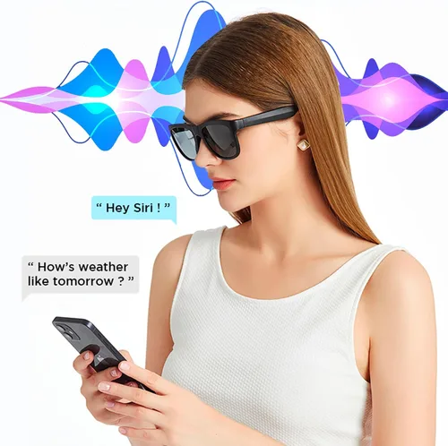 Miniatura 3 de GS01 Smart Bluetooth Gafas de sol, gafas de sol de audio con altavoz, lente polarizada UV400, música abierta del oído, control táctil