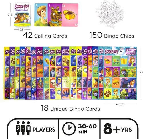 Miniatura 2 de Aquarius Scooby-Doo - Juego de bingo familiar con licencia oficial para niños y adultos a partir de 8 años, 2 a 18 jugadores, regalo