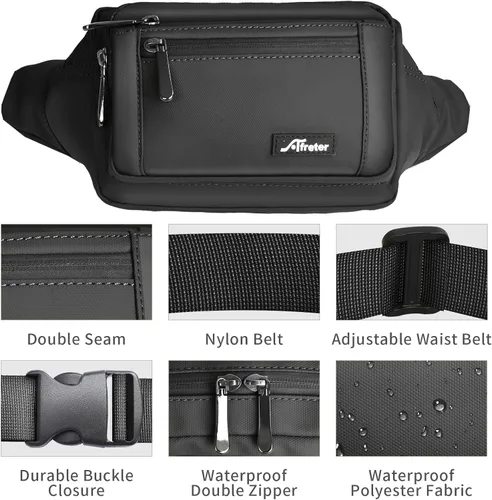 Miniatura 3 de Riñonera Bolsa de Cintura para Hombres y Mujeres Bolsa de Cadera con Correa Ajustable para Exteriores Entrenamiento Viajes Casual Correr Senderismo
