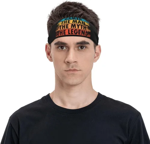 Gamer The Man The Myth The Legend Headband for Men Women Sports Sweatband for Fitness Exercise Moisture Wicking Running Yoga Hairbands