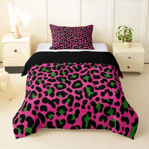 Miniatura 33 de Erosebridal Juego de edredón con estampado de leopardo, tamaño individual para niños, edredón de guepardo occidental, negro y gris, juego de ropa