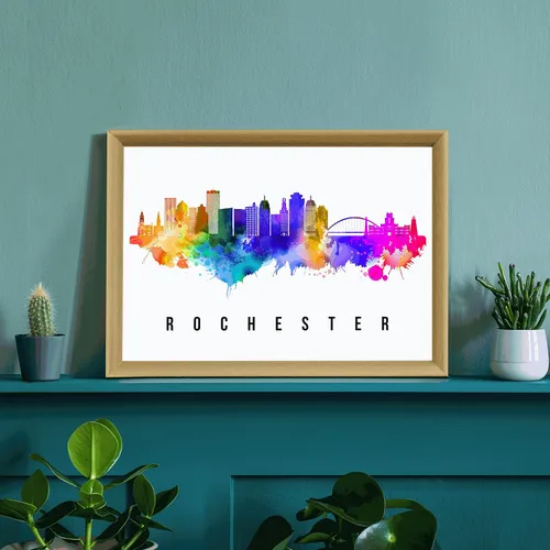Miniatura 3 de Pera Print Rochester Skyline New York Póster, pintura de paisaje urbano de Nueva York, impresión de paisaje urbano y monumentos, arte de pared