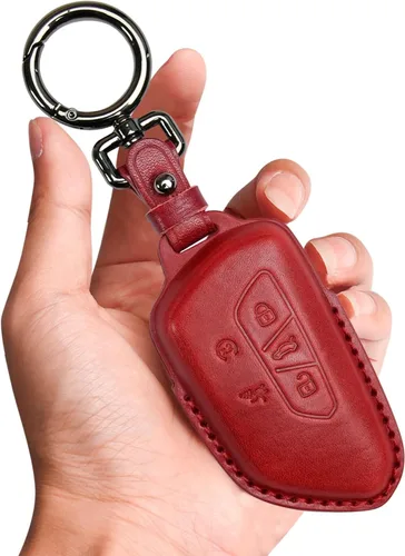 Miniatura 9 de Tukellen Funda de cuero para llavero de Volkswagen compatible con VW MK8 Golf/GTI Skoda Octavia Protector remoto chaqueta entrada sin llave (negro)
