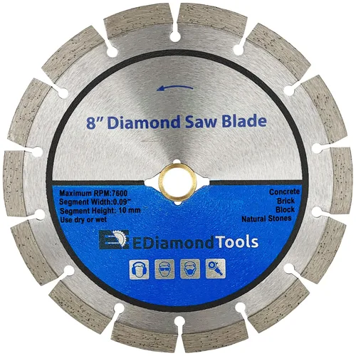 Miniatura 18 de Hoja de sierra de diamante segmentada de 4 "para hormigón, ladrillo, bloque y mampostería, altura de segmento de 0.394 in, eje de 7/8"-5/8