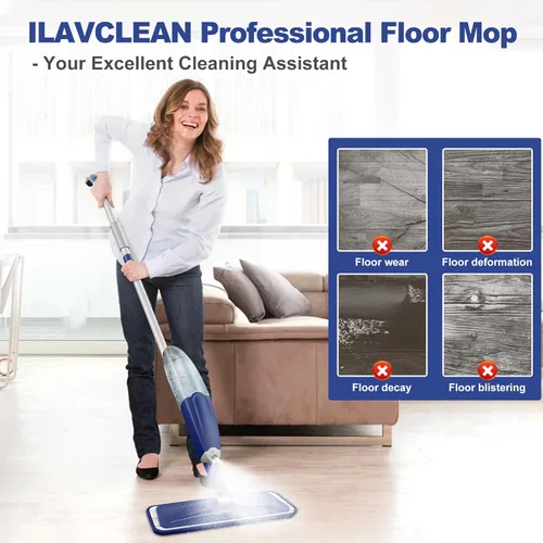 Miniatura 2 de Trapeador de microfibra para limpieza de pisos: mopas de piso de madera dura en seco y húmedo con 3 almohadillas lavables para Swiffer Powermop