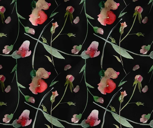 Miniatura 9 de Soimoi The Yard - Tela de algodón negro de cambric - 42 pulgadas de ancho - Sweet Pea & Leaves Watercolor Haven Textile - Fusión suave y caprichosa