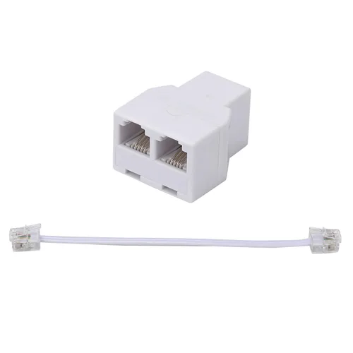 LanSenSu Divisor de línea telefónica, divisor de teléfono, con enchufes RJ11 6P4C, adecuado para teléfono, máquina de fax, blanco, paquete de 1