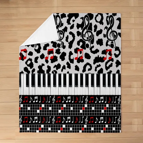 Miniatura 14 de Red Guitar Flannel Fuzzy Blanket,Hip Pop Music Fleece Throw Blanket Kids Girls Boys Home Room Decor,Red Fire Fashion Guitar Bed Blanket,Musical Note