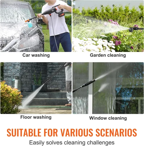 Miniatura 6 de VEVOR - Lavadora a presión inalámbrica, limpiador de energía portátil, pistola de lavadora de alta presión manual para coche con batería de 4.0Ah