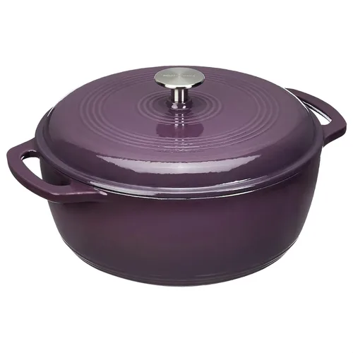 Miniatura 15 de Amazon Basics - Olla de horno holandés de hierro fundido con tapa, esmaltada, redonda, con asas dobles, resistente, pequeña, 7.3 cuartos de galón