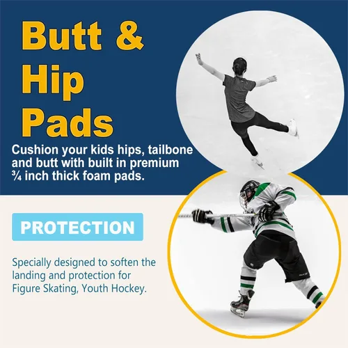 Miniatura 2 de Pantalones cortos con almohadilla para el trasero para patinaje, snowboard, esquí, hockey, pantalones cortos acolchados con protección para la Negro