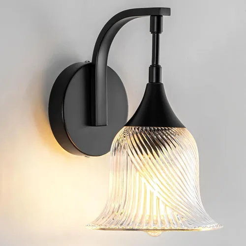 Miniatura 15 de Aplique de pared dorado, 1 luz de tocador de baño, lámpara de pared moderna con pantalla de vidrio transparente de 4.9 pulgadas, lámparas de pared