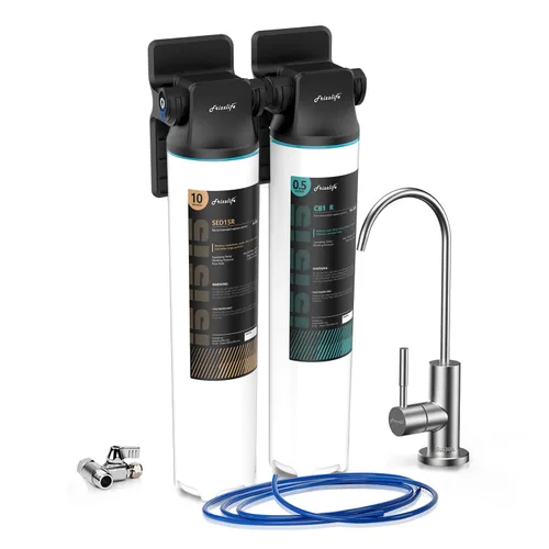 Miniatura 9 de Frizzlife SW20F - Sistema de filtro de agua para debajo del fregadero con grifo de níquel cepillado, certificado NSF/ANSI 53 y 42, reduce el 99.99%