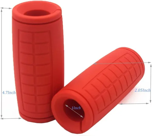 Miniatura 5 de qibylift Manijas de mancuernas de agarre grueso, goma de silicona gruesa, entrenador de fuerza para levantamiento de pesas, accesorios de cable, Rojo