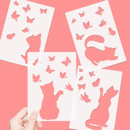 Miniatura 3 de Plantilla de gato Mylar hoja mariposa plantilla para pintar pared dormitorio baño moderno Shabby Chic arte artesanal