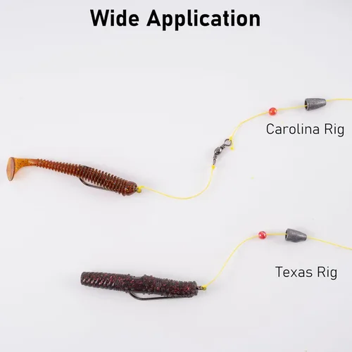 Miniatura 7 de Dr.Fish Paquete de 100 ganchos de gusano curvados redondos, ganchos EWG de pesca de lubina de agua dulce, Carolina Rig/Texas Rig