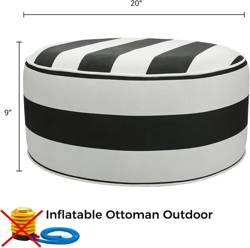 Miniatura 2 de Otomana inflable para exteriores, puf portátil de patio de 20 x 9 pulgadas, resistente al agua, resistente a la decoloración, taburetes redondos