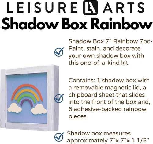 Miniatura 2 de Leisure Arts Caja de sombra de arco iris de 5.5 x 6 pulgadas, kit de 7 piezas, cajas de sombra, caja 3D para principiantes, proyectos de madera