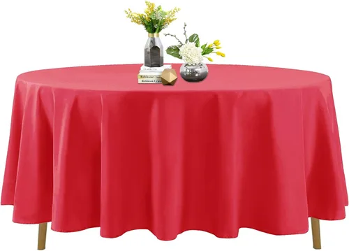Miniatura 100 de Mantel de poliéster lavable de 90 pulgadas, resistente a las manchas y a las arrugas, mantel decorativo para mesa de comedor, fiestas de bufé y Negro