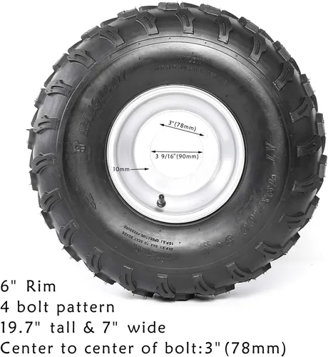 Miniatura 2 de 2 juegos de 19x7-8 delantero y 18x9.5-8 trasero sin cámara neumático con llanta para ATV Go Kart Quad Bike 4 ruedas