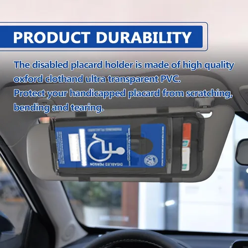 Miniatura 7 de Soporte para letrero de discapacitados para automóvil, protector de letrero de estacionamiento para visera de automóvil, clip para tarjeta de Negro