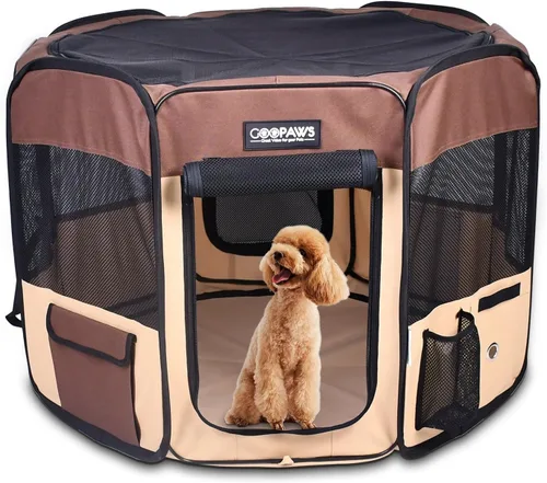 Miniatura 15 de JESPET - Parque de juegos para perros de 36 pulgadas, 45 pulgadas y 61 pulgadas portátil para perros con bolsa de transporte para cachorros, gatos